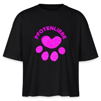 PFOTENLIEBE! TIERLIEBE PETLOVE HUNDELIEBE CATLOVER - Stanley/Stella Frauen Boxy Bio-T-Shirt Nova - Schwarz - Vorne - Anna (173cm)