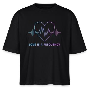 Love Is a Frequency - Herzfrequenz der Liebe - Stanley/Stella Frauen Boxy Bio-T-Shirt Nova - Schwarz - Vorne - Anna (173cm)
