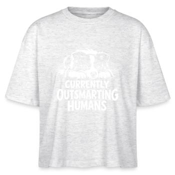 Schlauer als du | Border Collie Spruch - Stanley/Stella Frauen Boxy Bio-T-Shirt Nova - Weiß meliert - Vorne - Anna (173cm)