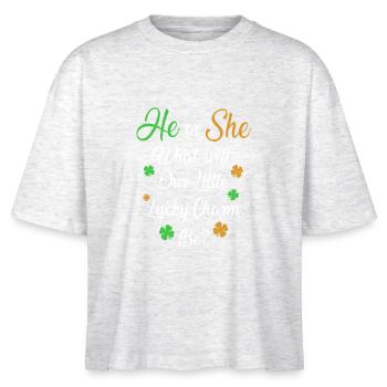 Révélation du sexe de la fête de bébé : la Saint-Patrick - T-shirt bio NOVA Stanley/Stella Femme - blanc chiné - Devant - Anna (173cm)