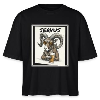 Bier Mufflon - Stanley/Stella Frauen Boxy Bio-T-Shirt Nova - Schwarz - Vorne - Anna (173cm)
