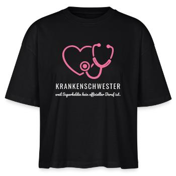 Krankenschwester Superheldin - Lustiges Pflege Med - Stanley/Stella Frauen Boxy Bio-T-Shirt Nova - Schwarz - Vorne - Anna (173cm)