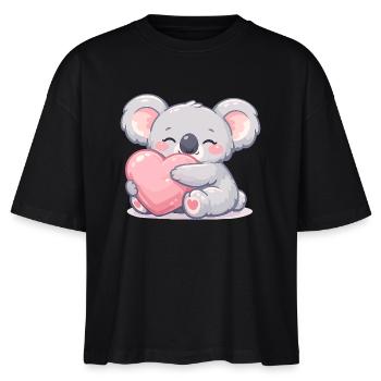 Kleiner Koala kuschelt Herz - Stanley/Stella Frauen Boxy Bio-T-Shirt Nova - Schwarz - Vorne - Anna (173cm)