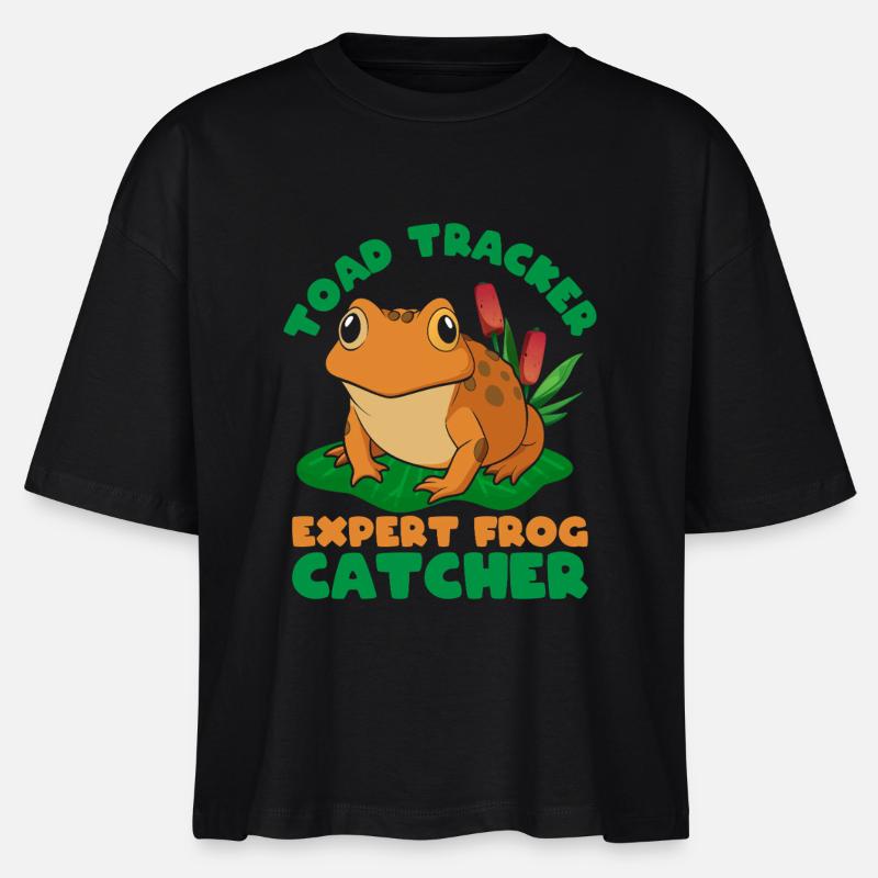 Frog Catcher Toad Tracker Expert Frog - Stanley/Stella Frauen Boxy Bio-T-Shirt Nova - Schwarz