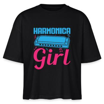 Funny Harmonica Player Girl Harmonica - Stanley/Stella Frauen Boxy Bio-T-Shirt Nova - Schwarz - Vorne - Anna (173cm)