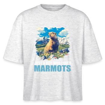 Marmots Groundhog - Stanley/Stella Nova Women’s Boxy Organic T-Shirt - heather white - Front - Anna (173cm)