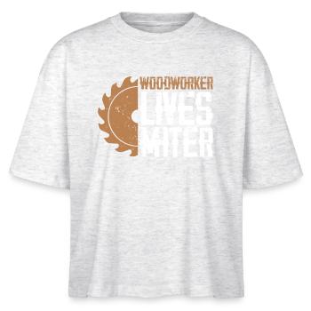 Holzhandwerker Lebens-Motiv Miter Matters - Stanley/Stella Frauen Boxy Bio-T-Shirt Nova - Weiß meliert - Vorne - Anna (173cm)
