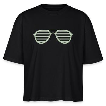 Retro Stripe Sunglasses - Stanley/Stella Nova Women’s Boxy Organic T-Shirt - black - Front - Anna (173cm)