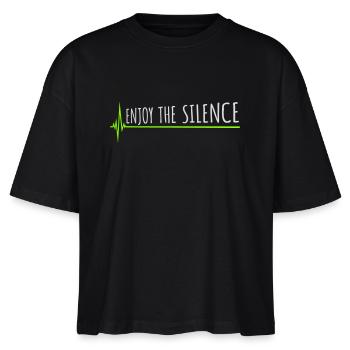 Enjoy The Silence Spruch Ruhe Stille Introvertiert - Stanley/Stella Frauen Boxy Bio-T-Shirt Nova - Schwarz - Vorne - Anna (173cm)