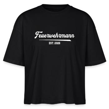 Feuerwehrmann 2026 Ausbildung Jubiläum Feuerwehr - Stanley/Stella Frauen Boxy Bio-T-Shirt Nova - Schwarz - Vorne - Anna (173cm)