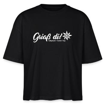 griaß di - guten tag - Edelweiß - Stanley/Stella Frauen Boxy Bio-T-Shirt Nova - Schwarz - Vorne - Anna (173cm)
