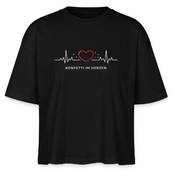 KONFETTI IM HERZEN Shirt – Karneval Design - Stanley/Stella Frauen Boxy Bio-T-Shirt Nova - Schwarz - Vorne - Anna (173cm)