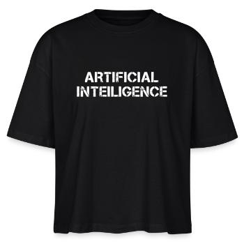 Artificial Intelligence Text Grunge Logo - Stanley/Stella Frauen Boxy Bio-T-Shirt Nova - Schwarz - Vorne - Anna (173cm)