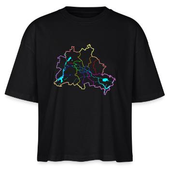 Berlin colors - Stanley/Stella Frauen Boxy Bio-T-Shirt Nova - Schwarz - Vorne - Anna (173cm)