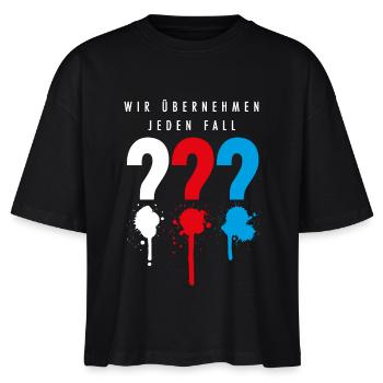 Die Drei ??? Wir übernehmen jeden Fall - Stanley/Stella Frauen Boxy Bio-T-Shirt Nova - Schwarz - Vorne - Anna (173cm)