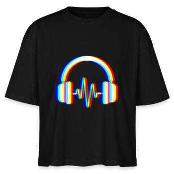 Glitch Headphones – Sound Waves - Stanley/Stella Nova Women’s Boxy Organic T-Shirt - black - Front - Anna (173cm)