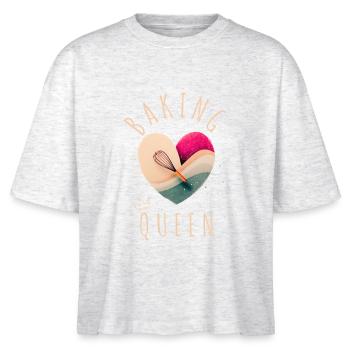 Baking Queen - Heart! - Stanley/Stella Nova Women’s Boxy Organic T-Shirt - heather white - Front - Anna (173cm)
