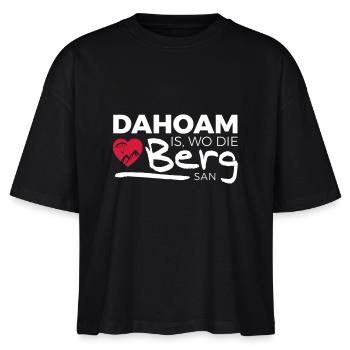 Dahoam is wo die Berg san! Für alle Bergverrückten - Stanley/Stella Frauen Boxy Bio-T-Shirt Nova - Schwarz - Vorne - Anna (173cm)