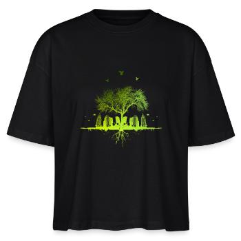 Green Tree - Natur Baum Stadt urban Geschenk - Stanley/Stella Frauen Boxy Bio-T-Shirt Nova - Schwarz - Vorne - Anna (173cm)