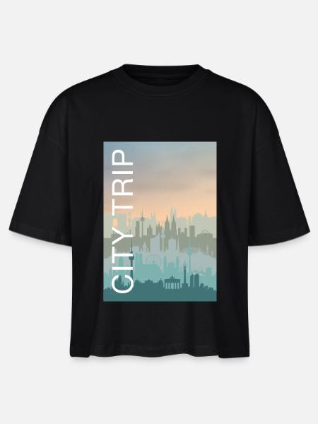 City Trip - Stanley/Stella Frauen Boxy Bio-T-Shirt Nova - Schwarz