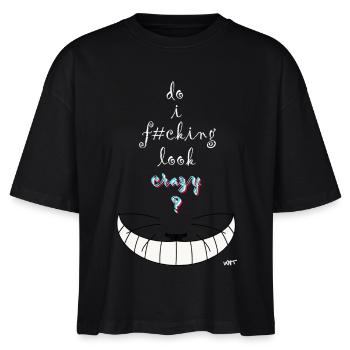 Alice verrückt Katze - Stanley/Stella Frauen Boxy Bio-T-Shirt Nova - Schwarz - Vorne - Anna (173cm)
