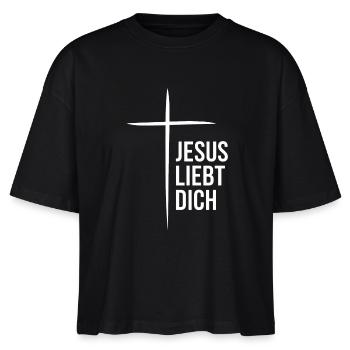 Jesus Christus Christlich Christentum Gott Bibel - Stanley/Stella Frauen Boxy Bio-T-Shirt Nova - Schwarz - Vorne - Anna (173cm)