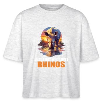 Rhino Nashörner Nashorn - Stanley/Stella Frauen Boxy Bio-T-Shirt Nova - Weiß meliert - Vorne - Anna (173cm)