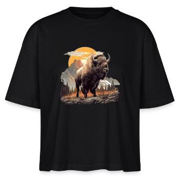 Bisons Bison - Stanley/Stella Frauen Boxy Bio-T-Shirt Nova - Schwarz - Vorne - Anna (173cm)