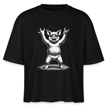 Rock Musik Festival Schwein Metal Konzert Spaß - Stanley/Stella Frauen Boxy Bio-T-Shirt Nova - Schwarz - Vorne - Anna (173cm)