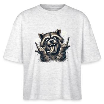 Rock On Waschbär Heavy Metal Design - Stanley/Stella Frauen Boxy Bio-T-Shirt Nova - Weiß meliert - Vorne - Anna (173cm)