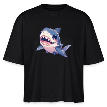 Haie Hai - Stanley/Stella Frauen Boxy Bio-T-Shirt Nova - Schwarz - Vorne - Anna (173cm)