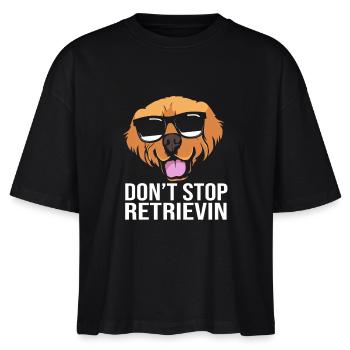 Golden Retriever Goldie Dog Dog Gift - Stanley/Stella Nova Women’s Boxy Organic T-Shirt - black - Front - Anna (173cm)