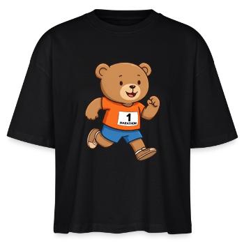Teddybär Marathonläufer - Stanley/Stella Frauen Boxy Bio-T-Shirt Nova - Schwarz - Vorne - Anna (173cm)