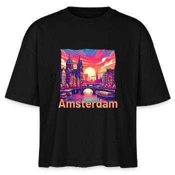 Amsterdam Coucher de soleil Canal Violet Grunge - T-shirt bio NOVA Stanley/Stella Femme - noir - Devant - Anna (173cm)