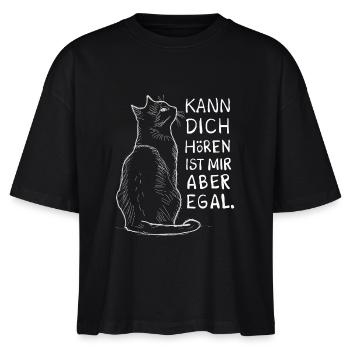 faule Katze Spruch Katzengesicht Geschenk Idee - Stanley/Stella Frauen Boxy Bio-T-Shirt Nova - Schwarz - Vorne - Anna (173cm)