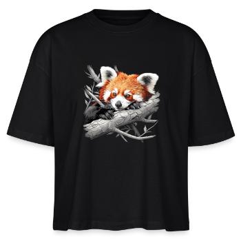 Red Panda Kleine Pandas Kleiner Roter Panda - Stanley/Stella Frauen Boxy Bio-T-Shirt Nova - Schwarz - Vorne - Anna (173cm)