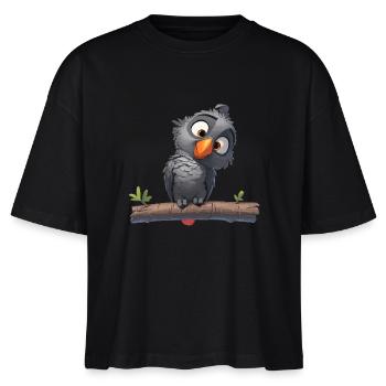 Gray Parrot Graupapageis Graupapagei - Stanley/Stella Frauen Boxy Bio-T-Shirt Nova - Schwarz - Vorne - Anna (173cm)