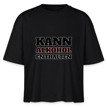 Kann Alkohol enthalten - Lustiger Trinkspruch - Stanley/Stella Frauen Boxy Bio-T-Shirt Nova - Schwarz - Vorne - Anna (173cm)