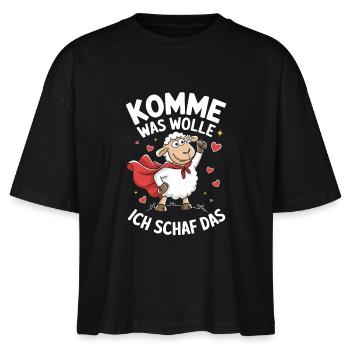 Komme was wolle ich schaf das Motivation Optimist - Stanley/Stella Frauen Boxy Bio-T-Shirt Nova - Schwarz - Vorne - Anna (173cm)