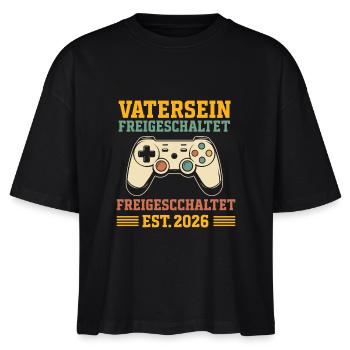 Bald Papa VATERSEIN FREIGESCHALTET EST 2026 LUSTIG - Stanley/Stella Frauen Boxy Bio-T-Shirt Nova - Schwarz - Vorne - Anna (173cm)