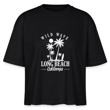 Wild Wave long Beach Californie surf - T-shirt bio NOVA Stanley/Stella Femme - noir - Devant - Anna (173cm)