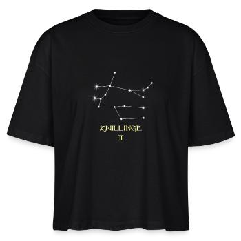 Zwilling Sternzeichen - Stanley/Stella Frauen Boxy Bio-T-Shirt Nova - Schwarz - Vorne - Anna (173cm)