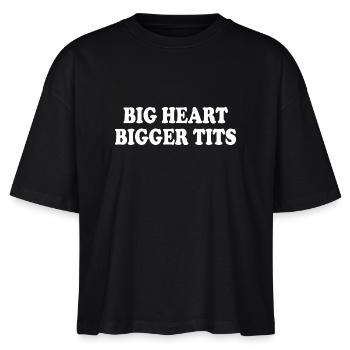 big heart bigger tits - Stanley/Stella Frauen Boxy Bio-T-Shirt Nova - Schwarz - Vorne - Anna (173cm)