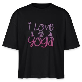 J’aime yoga cadeau Namaste Shanti coeur Joga - T-shirt bio NOVA Stanley/Stella Femme - noir - Devant - Anna (173cm)