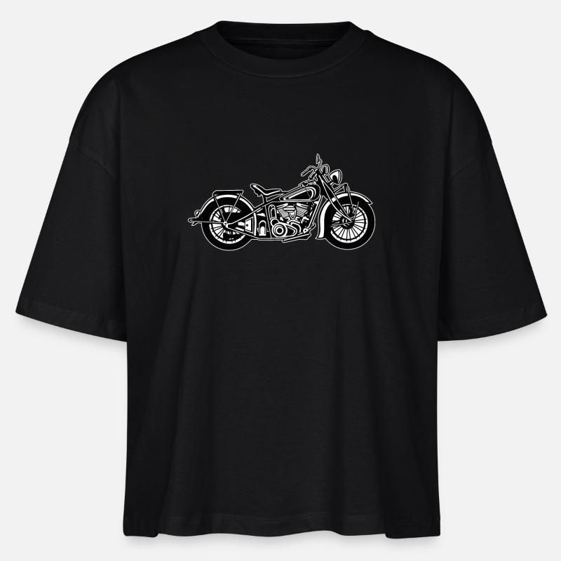 Chopper / Bobber Motorcycle 03_black white - Stanley/Stella Nova Women’s Boxy Organic T-Shirt - black