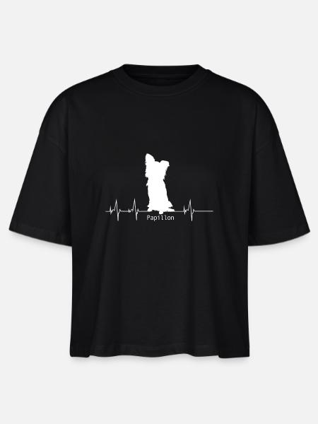 Papillon Shirt-Heartbeat - Stanley/Stella Frauen Boxy Bio-T-Shirt Nova - Schwarz