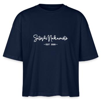 Satoshi Nakamoto Bitcoin Blockchain 2009 - Stanley/Stella Nova Women’s Boxy Organic T-Shirt - navy - Front - Anna (173cm)
