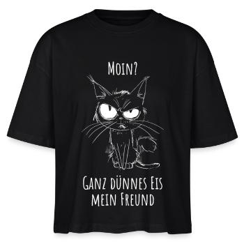 Moin? Ganz dünnes Eis mein Freund - Stanley/Stella Frauen Boxy Bio-T-Shirt Nova - Schwarz - Vorne - Anna (173cm)