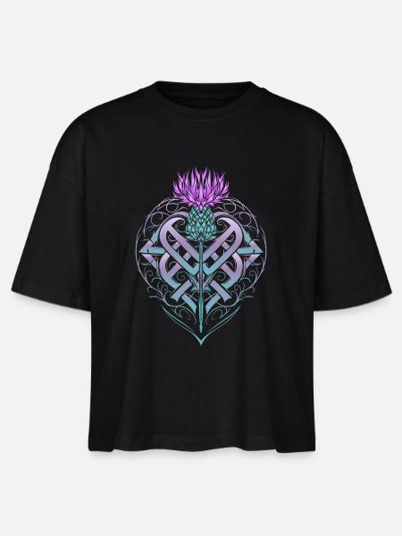 Distel Schild Celtic Knots Thistle Lover - Stanley/Stella Frauen Boxy Bio-T-Shirt Nova - Schwarz