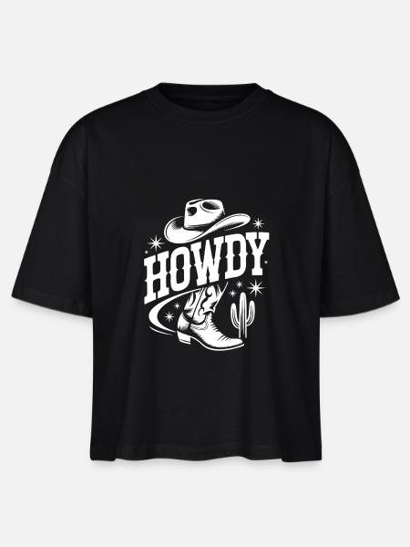 Howdy Country Dance Linedance - Stanley/Stella Frauen Boxy Bio-T-Shirt Nova - Schwarz
